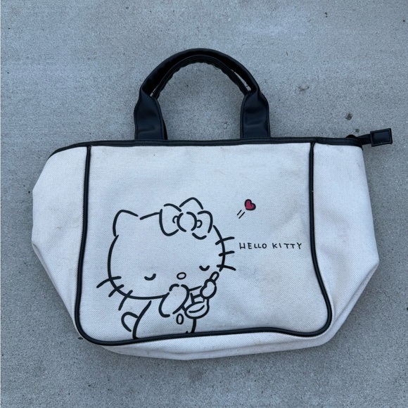 Hello Kitty Black and White Canvas Tote Bag - Picture 1 of 7